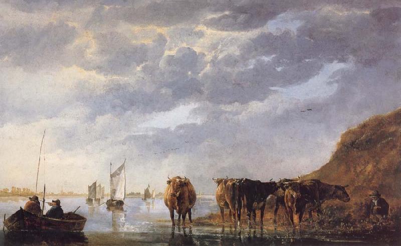 Aelbert Cuyp A Herdsman with Five Cows by a River oil painting image